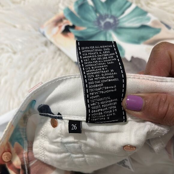 7 FOR FOR ALL MANKIND Floral Print The Ankle Skinny Jeans Size 26 - Picture 11 of 13